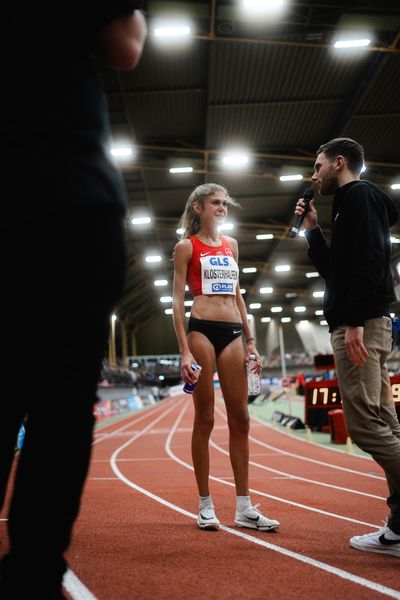 Konstanze Klosterhalfen (TSV Bayer 04 Leverkusen) bei den Deutschen Leichtathletik-Hallenmeisterschaften am 18.02.2023 in der Helmut-Koernig-Halle in Dortmund