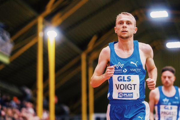 Nils Voigt (TV Wattenscheid 01) bei den Deutschen Leichtathletik-Hallenmeisterschaften am 18.02.2023 in der Helmut-Koernig-Halle in Dortmund