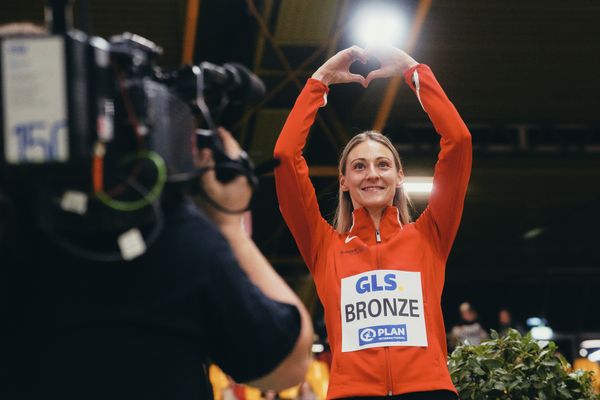 Kristin Gierisch (TSV Bayer 04 Leverkusen) bei den Deutschen Leichtathletik-Hallenmeisterschaften am 18.02.2023 in der Helmut-Koernig-Halle in Dortmund