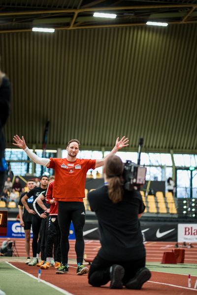 Kai Kazmirek (LG Rhein-Wied) bei den Deutschen Leichtathletik-Hallenmeisterschaften am 19.02.2023 in der Helmut-Koernig-Halle in Dortmund