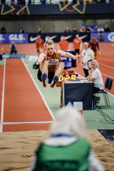 Luka Herden (LG Brillux Muenster) bei den Deutschen Leichtathletik-Hallenmeisterschaften am 19.02.2023 in der Helmut-Koernig-Halle in Dortmund