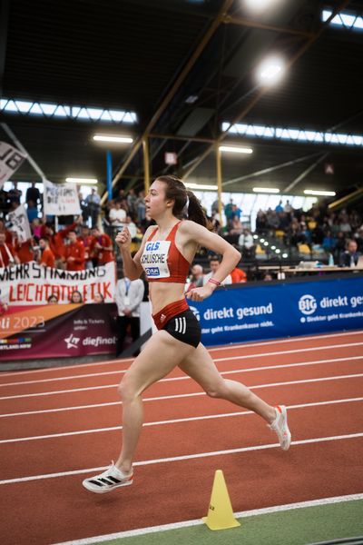 Jana Schluesche (VfL Eintracht Hannover) bei den Deutschen Leichtathletik-Hallenmeisterschaften am 19.02.2023 in der Helmut-Koernig-Halle in Dortmund