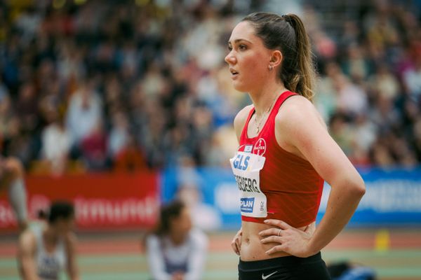 Sophie Weißenberg (TSV Bayer 04 Leverkusen) bei den Deutschen Leichtathletik-Hallenmeisterschaften am 19.02.2023 in der Helmut-Koernig-Halle in Dortmund