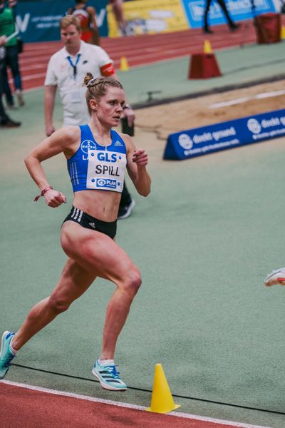 Tanja Spill (LAV Bayer Uerdingen/ Dorm.) bei den Deutschen Leichtathletik-Hallenmeisterschaften am 19.02.2023 in der Helmut-Koernig-Halle in Dortmund