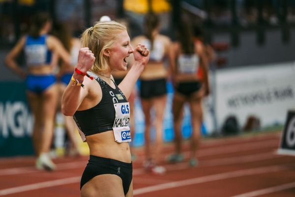 Jolanda Kallabis (FT 1844 Freiburg) bei den Deutschen Leichtathletik-Hallenmeisterschaften am 19.02.2023 in der Helmut-Koernig-Halle in Dortmund