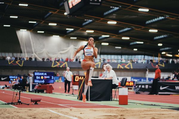 Mikaelle Assani (LG Region Karlsruhe) bei den Deutschen Leichtathletik-Hallenmeisterschaften am 19.02.2023 in der Helmut-Koernig-Halle in Dortmund