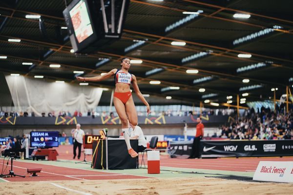 Mikaelle Assani (LG Region Karlsruhe) bei den Deutschen Leichtathletik-Hallenmeisterschaften am 19.02.2023 in der Helmut-Koernig-Halle in Dortmund