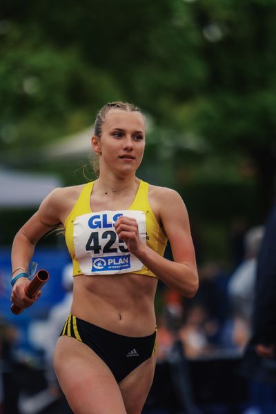 Lera Miller (VfL Loeningen) am 29.04.2023 bei den deutschen Meisterschaften Langstaffel in Bietigheim-Bissingen