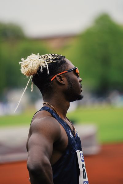 James Adebola (SCC Berlin) am 29.04.2023 bei den deutschen Meisterschaften Langstaffel in Bietigheim-Bissingen