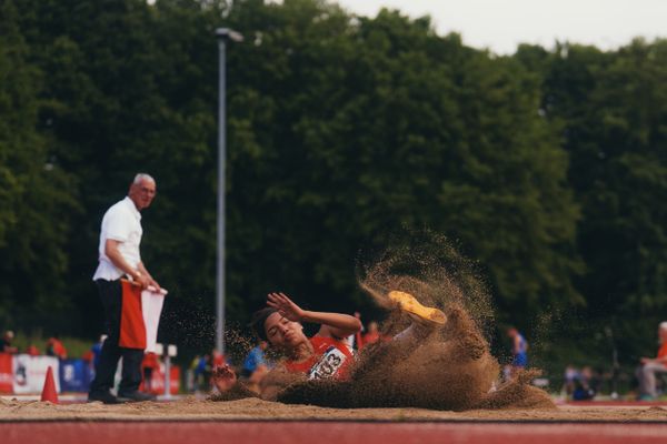 Samira Attermeyer (LG Olympia Dortmund) am 07.06.2023 beim Jump n Run Meeting im Stadion Dortmund-Hacheney in Dortmund