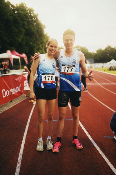 Annika Klezath (GER/OTB Osnabrueck) und Jonas Kulgemeyer (GER/OTB Osnabrueck) am 07.06.2023 beim Jump n Run Meeting im Stadion Dortmund-Hacheney in Dortmund