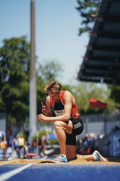 Jeff Tesselaar (NED/Niederlande) im Weitsprung am 17.06.2023 beim Stadtwerke Ratingen Mehrkampf-Meeting im Stadion am Stadionring in Ratingen