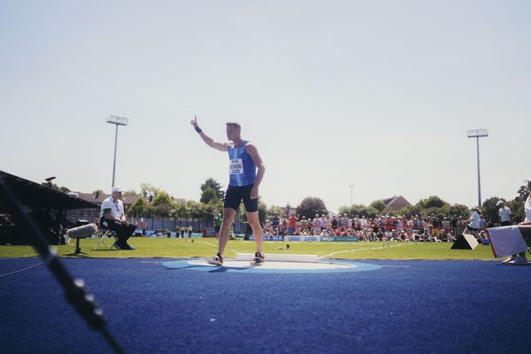 Nico Beckers (GER/LAV Bayer Uerdingen/Dormagen) im Kugelstoßen im Hochsprung am 17.06.2023 beim Stadtwerke Ratingen Mehrkampf-Meeting im Stadion am Stadionring in Ratingen