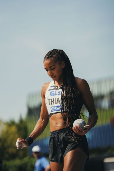 Nafissatou Thiam (BEL/Belgien) beim Kugelstoßen am 17.06.2023 beim Stadtwerke Ratingen Mehrkampf-Meeting im Stadion am Stadionring in Ratingen