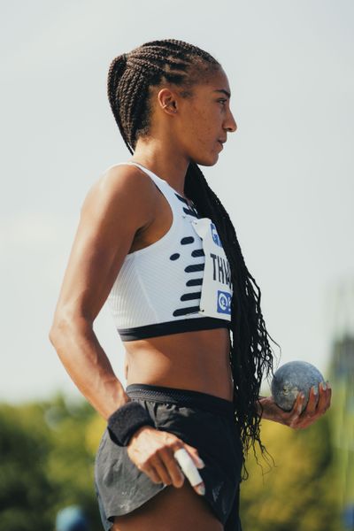 Nafissatou Thiam (BEL/Belgien) beim Kugelstoßen am 17.06.2023 beim Stadtwerke Ratingen Mehrkampf-Meeting im Stadion am Stadionring in Ratingen