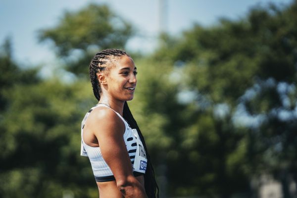 Nafissatou Thiam (BEL/Belgien) beim Kugelstoßen am 17.06.2023 beim Stadtwerke Ratingen Mehrkampf-Meeting im Stadion am Stadionring in Ratingen