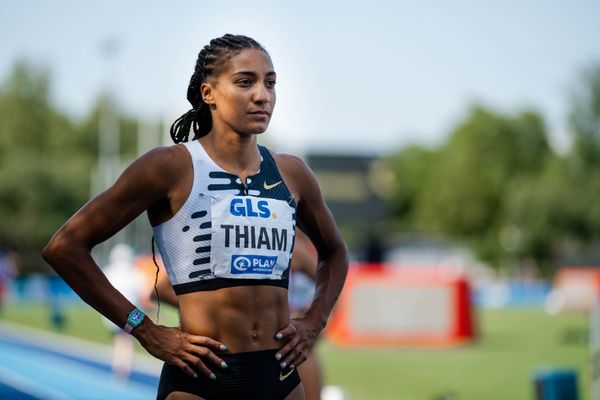 Nafissatou Thiam (BEL/Belgien) ueber 200m am 17.06.2023 beim Stadtwerke Ratingen Mehrkampf-Meeting im Stadion am Stadionring in Ratingen