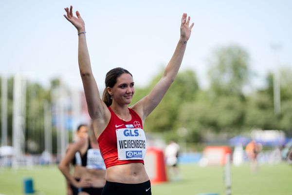 Sophie Weißenberg (GER/TSV Bayer 04 Leverkusen) ueber 200m am 17.06.2023 beim Stadtwerke Ratingen Mehrkampf-Meeting im Stadion am Stadionring in Ratingen