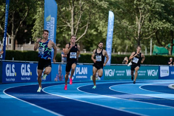 Jannis Wolff (GER/Eintracht Frankfurt), Tim Nowak (GER/SSV Ulm 1846) ueber 400m am 17.06.2023 beim Stadtwerke Ratingen Mehrkampf-Meeting im Stadion am Stadionring in Ratingen