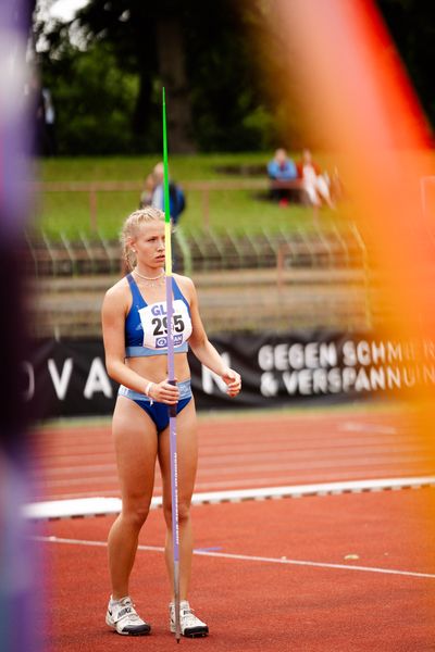 Veronique Quednau (Rukeli Trollmann e. V.) beim Speerwurf am 02.07.2023 waehrend den deutschen U23 Leichtathletik-Meisterschaften im Jahnstadion in Göttingen