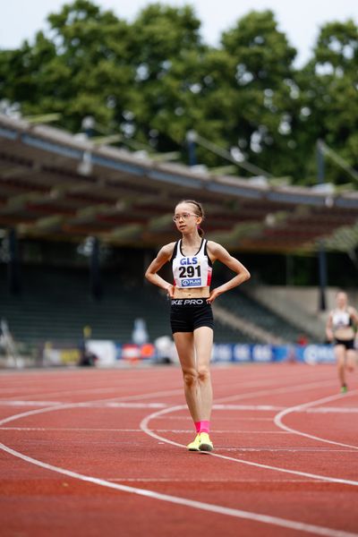 Paula Heide (Lueneburger SV) in Ziel am 02.07.2023 waehrend den deutschen U23 Leichtathletik-Meisterschaften im Jahnstadion in Göttingen