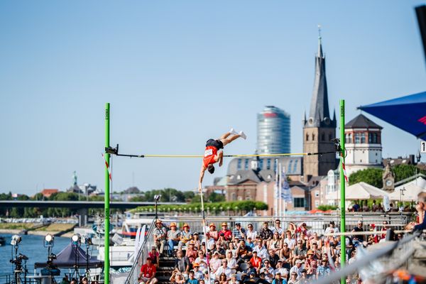 Gillian Ladwig (Schweriner SC) beim Stabhochsprung der Deutschen Leichtathletik-Meisterschaften im Rahmen der Finals 2023 Rhein-Ruhr am 07.07.2023 am Rheinufer in Duesseldorf