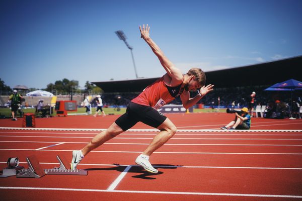 Fabian Dammermann (LG Osnabrueck) während der 113. Deutschen Leichtathletik-Meisterschaften am 08.07.2023 im Auestadion in Kassel