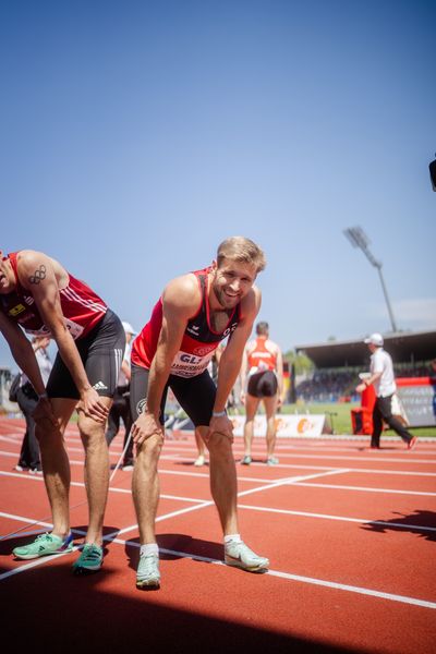 Fabian Dammermann (LG Osnabrueck) ueber 400m während der 113. Deutschen Leichtathletik-Meisterschaften am 08.07.2023 im Auestadion in Kassel