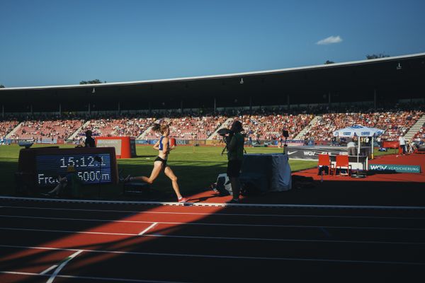 Tabea Themann (Turnerbund Hamburg Eilbeck) während der 113. Deutschen Leichtathletik-Meisterschaften am 08.07.2023 im Auestadion in Kassel