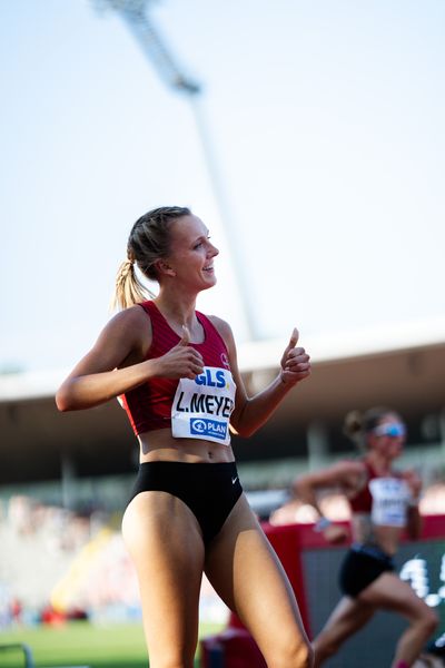 Lea Meyer (TSV Bayer 04 Leverkusen) ueber 5000m während der 113. Deutschen Leichtathletik-Meisterschaften am 08.07.2023 im Auestadion in Kassel