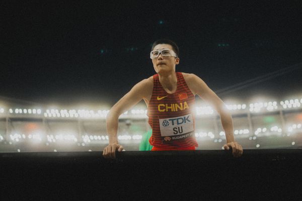 Wen Su (CHN/Pr Of China) during the Triple Jump during day 1 of the World Athletics Championships Budapest 23 at the National Athletics Centre in Budapest, Hungary on August 19, 2023.