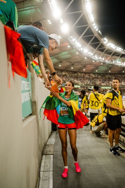 Letesenbet Gidey (ETH/Ethiopia) during the 10,000 Metres during day 1 of the World Athletics Championships Budapest 23 at the National Athletics Centre in Budapest, Hungary on August 19, 2023.