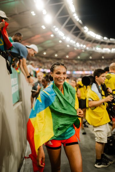 Letesenbet Gidey (ETH/Ethiopia) during the 10,000 Metres during day 1 of the World Athletics Championships Budapest 23 at the National Athletics Centre in Budapest, Hungary on August 19, 2023.