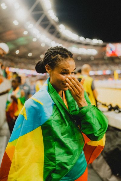 Letesenbet Gidey (ETH/Ethiopia) during the 10,000 Metres during day 1 of the World Athletics Championships Budapest 23 at the National Athletics Centre in Budapest, Hungary on August 19, 2023.