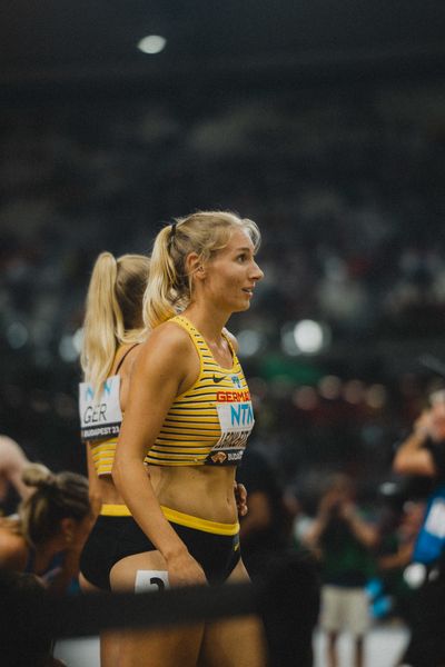 Elisa Lechleitner (GER/Germany) during the 4x400 Metres Relay on Day 1 of the World Athletics Championships Budapest 23 at the National Athletics Centre in Budapest, Hungary on August 19, 2023.