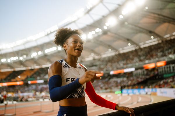 Marie-Julie Bonnin (FRA/France) during the Pole Vault on Day 3 of the World Athletics Championships Budapest 23 at the National Athletics Centre in Budapest, Hungary on August 21, 2023.