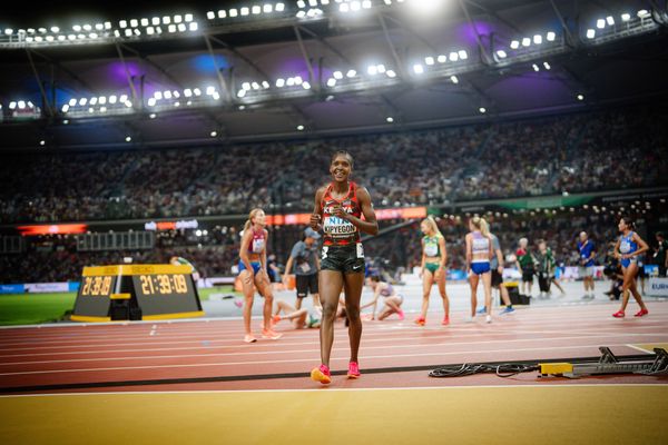 Faith Kipyegon (KEN/Kenya) on Day 4 of the World Athletics Championships Budapest 23 at the National Athletics Centre in Budapest, Hungary on August 22, 2023.