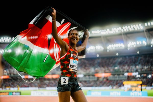 Faith Kipyegon (KEN/Kenya) on Day 4 of the World Athletics Championships Budapest 23 at the National Athletics Centre in Budapest, Hungary on August 22, 2023.