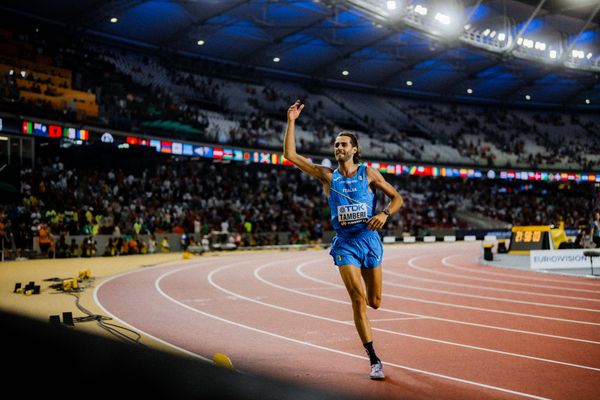 Gianmarco Tamberi (ITA/Italy) during the High Jump on Day 4 of the World Athletics Championships Budapest 23 at the National Athletics Centre in Budapest, Hungary on August 22, 2023.