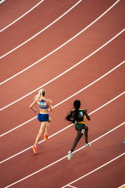 Keely Hodgkinson (GBR/Great Britain), Prudence Sekgodiso (RSA/South Africa) during the 800 Metres on Day 5 of the World Athletics Championships Budapest 23 at the National Athletics Centre in Budapest, Hungary on August 23, 2023.