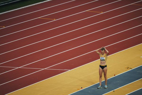 Kira Wittmann (GER/Germany) during the Triple Jump on Day 5 of the World Athletics Championships Budapest 23 at the National Athletics Centre in Budapest, Hungary on August 23, 2023.