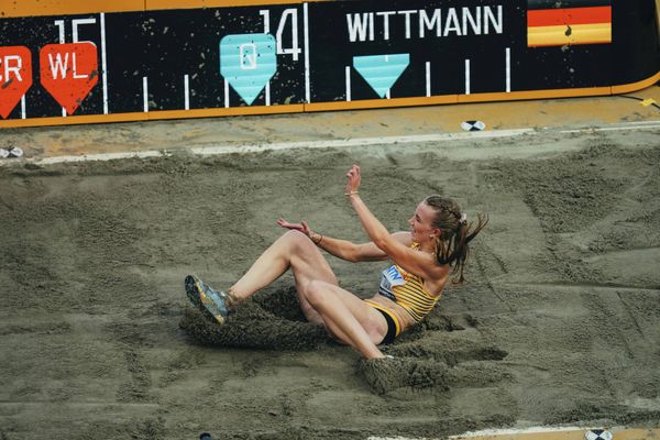 Kira Wittmann (GER/Germany) during the Triple Jump on Day 5 of the World Athletics Championships Budapest 23 at the National Athletics Centre in Budapest, Hungary on August 23, 2023.