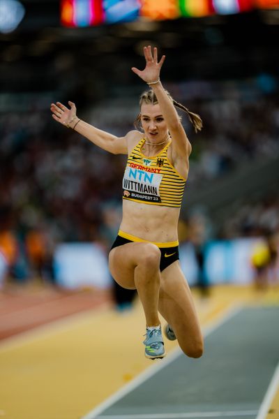 Kira Wittmann (GER/Germany) during the Triple Jump on Day 5 of the World Athletics Championships Budapest 23 at the National Athletics Centre in Budapest, Hungary on August 23, 2023.