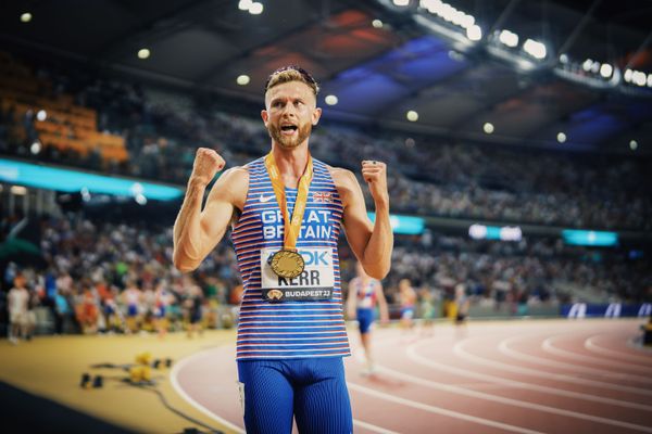 Josh Kerr (GBR/Great Britain & N.I.) during the 1500 Metres Final on Day 5 of the World Athletics Championships Budapest 23 at the National Athletics Centre in Budapest, Hungary on August 23, 2023.