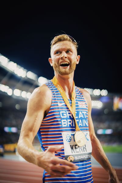 Josh Kerr (GBR/Great Britain & N.I.) during the 1500 Metres Final on Day 5 of the World Athletics Championships Budapest 23 at the National Athletics Centre in Budapest, Hungary on August 23, 2023.