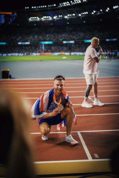 Josh Kerr (GBR/Great Britain & N.I.) during the 1500 Metres Final on Day 5 of the World Athletics Championships Budapest 23 at the National Athletics Centre in Budapest, Hungary on August 23, 2023.