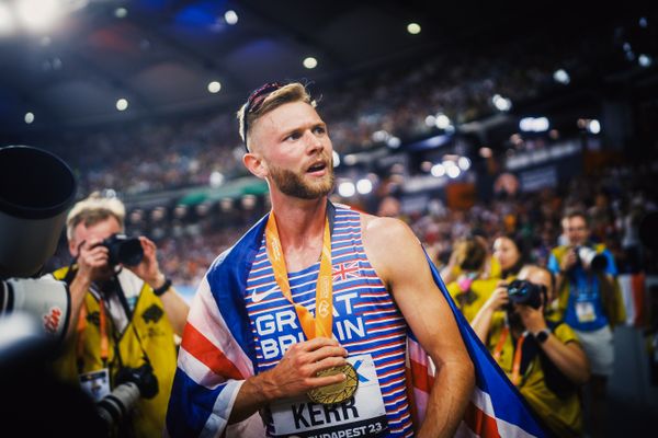 Josh Kerr (GBR/Great Britain & N.I.) during the 1500 Metres Final on Day 5 of the World Athletics Championships Budapest 23 at the National Athletics Centre in Budapest, Hungary on August 23, 2023.