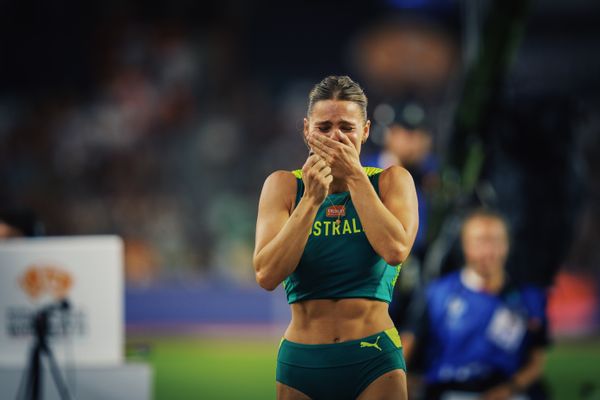 Nina Kennedy (AUS/Australia) on Day 5 of the World Athletics Championships Budapest 23 at the National Athletics Centre in Budapest, Hungary on August 23, 2023.