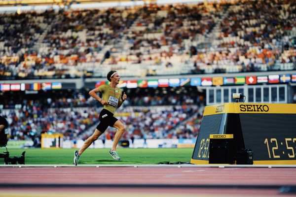 Sam Parsons (GER/Germany) during the 5000 Metres on Day 6 of the World Athletics Championships Budapest 23 at the National Athletics Centre in Budapest, Hungary on August 24, 2023.