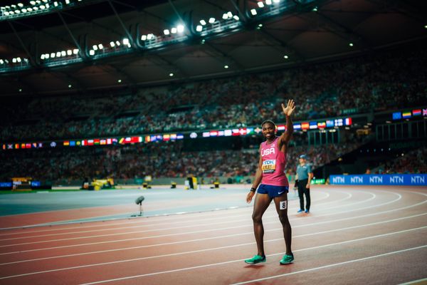 Noah Lyles (USA/United States) on Day 6 of the World Athletics Championships Budapest 23 at the National Athletics Centre in Budapest, Hungary on August 24, 2023.